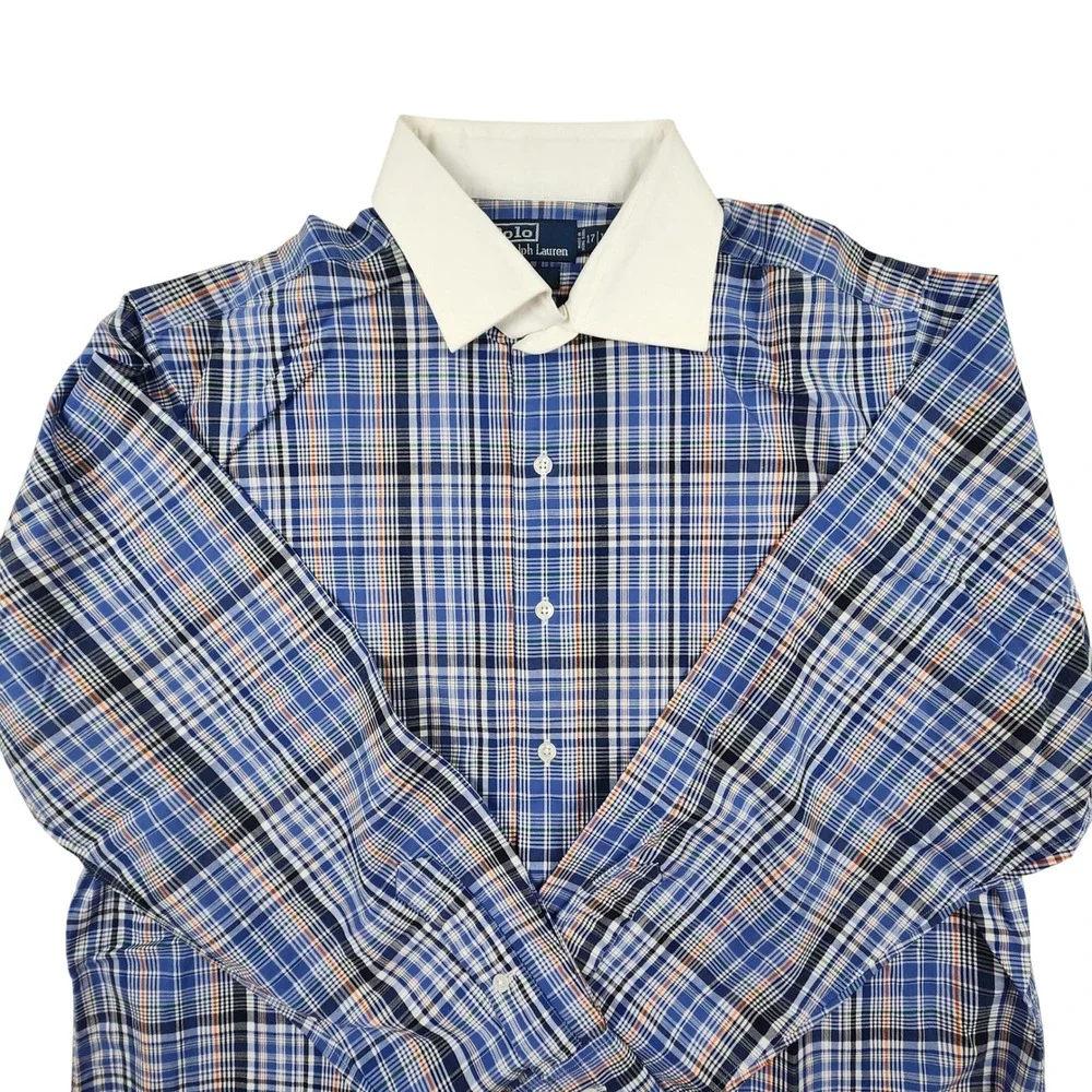 NOS Polo Ralph Lauren Shirt 17 XL Plaid Regent Classic Contrast Collar Hong Kong